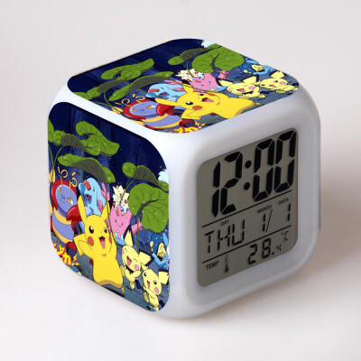 

Novel Pokemon Pikachu Digital Alarm Clock Night Light LED Flash Light with LCD Display Anime Figures Electric Clocks for Children