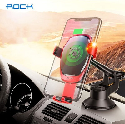 

ROCK Car Phone Holder Car Wireless Charger Gravity Stand Car Phone Holder Suction Cup Apple Samsung Charger Red