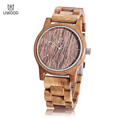 

UWOOD UW - 1007 Men Quartz Watch Wooden Case Arabic Numerals Scale Water Resistance Wristwatch