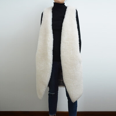 

100 Wool Vest Women Fur Gilet Long Fur Waistcoat