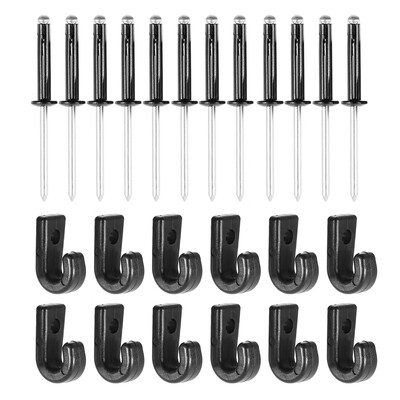 

12PCS J Hooks Lashing Hooks Bungee Hooks with 12 Rivets for Kayak Canoe Paddle Board Accessories