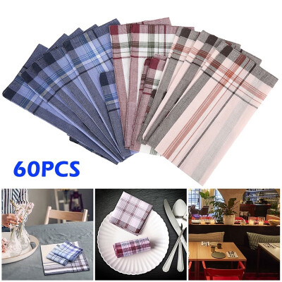 

1224364860pcs 38x38cm Mens Vintage Plaid Stripe Handkerchief Cotton Business Chest Towel Pocket Hanky Party Accessories