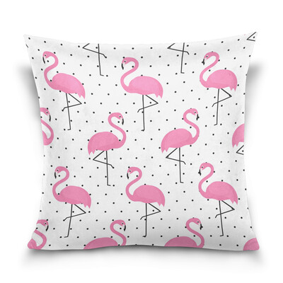 

ALAZA Throw Pillow Cover 16 X 16 inch Christmas Gift Cushion Cover with Pink Bird Printed Pillowcase