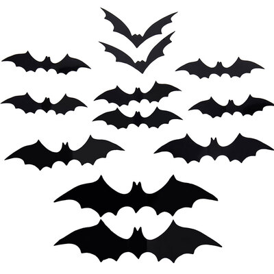 

Willstar 12PCS Halloween 3D Bat Wall Sticker DIY PVC Bat Wall Sticker Decal Home Halloween Decoration