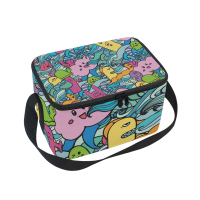 

ALAZA Lunch Box Funny Monsters Insulated Lunch Bag Large Cooler Tote Bagfor Men Women