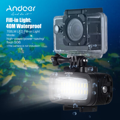 

Andoer High Power 700LM Diving Video Fill-in Light LED Lighting Lamp Waterproof 40M 1200mAh Built-in Rechargeable Battery with Di