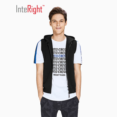 

INTERIGHT wool blend mens casual hooded vest black M