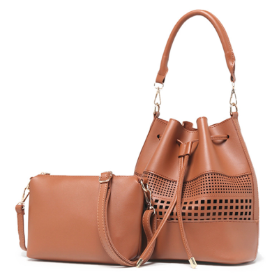 

Women Hollow PU Leather Shoulder Bag Top handle Bag Bucket Bag with a Crossbody Bag for Ladies