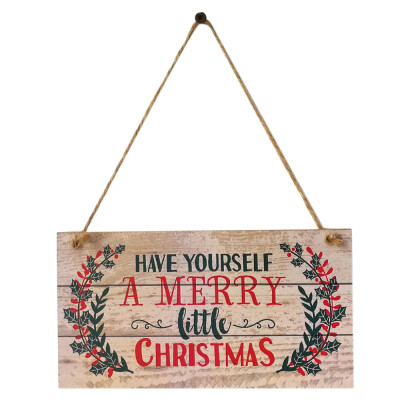 

Have Yourself a Merry Little Christmas Wood Plank Design Hanging Sign Holiday Door Decoration Wooden Wall Sign