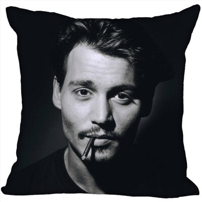

Johnny Depp Pillow Cover Bedroom Home Office Decorative Pillowcase Square Zipper Pillow Cases Satin Fabric No Fade