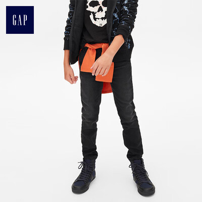 

GAP flagship store boy elastic elastic waist beam sports pants 358213 black washed XS