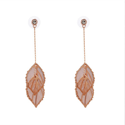 

Yoursfs Fashion 1 Pair Retro long section of wood leaves fashion female models earrings