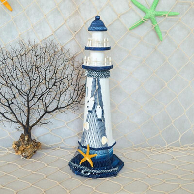 

Mediterranean style new wooden lighthouse home decoration blue