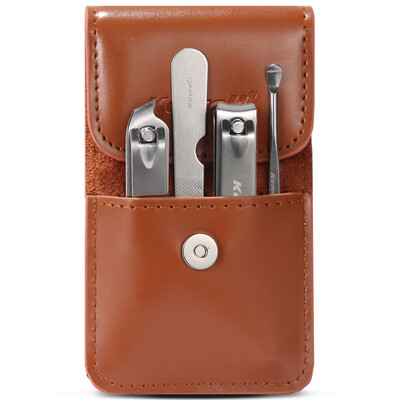 

Korea Kowell Han Kewei Stainless Steel Nail Clipper Set Splash Nail Clip Personal Care Repair Capacity Combination 4 Piece KB401 Brown