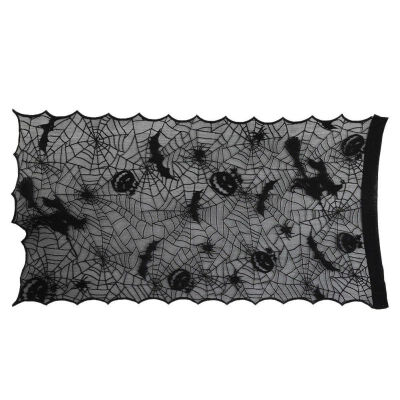 

Halloween Home Decor Tablecloth Black Lace Bat Spider Web Table Cloth Fireplace Scarf Cover Festival Party Supplies Decoration