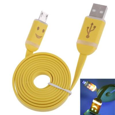 

Charging cable flat LED light smile face micro USB data sync charger cable samsung HTC