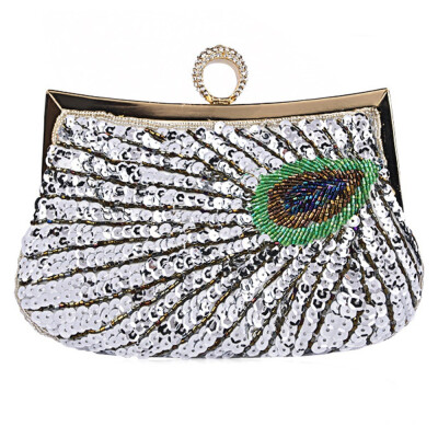 

Women Beaded Sequin Peacock Evening Bag for Party Elegant Ladies Handbags Small Corssbody Bag Purse Clutch Bag for Daily