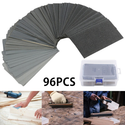 

96PCS Andpaper Assorted Wet Dry Abrasive Paper Sheet with Box for Automotive Sanding Wood Furniture Finishing