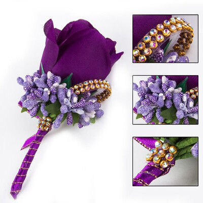 

UpperX New Bridesmaid Rose Corsage Best Man Rose Boutonniere Buttonhole Wedding FlowerBlue