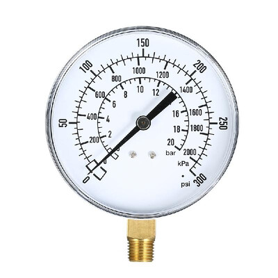 

0300psi 02000kpa 020bar Mechanical Pressure Gauge Pool Filter Aquarium Water Air Gas Pressure Gauge Meter 14 inch NPT Bottom M