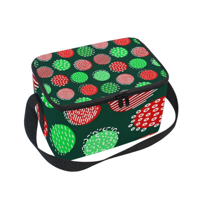 

ALAZA Lunch Box Insulated Lunch Bag Large Cooler Red Green Circles Geometric Tote Bag