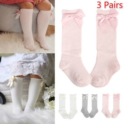 

13 Pairs Childrens Socks Girls Solid Color Striped Bubble Mouth Tube Socks Baby Bow Cotton Anti-slip Socks