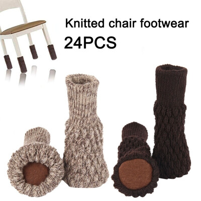 

24PCS Chair Leg Socks Knit Non-Slip Table Floor Protector Furniture Feet Cover