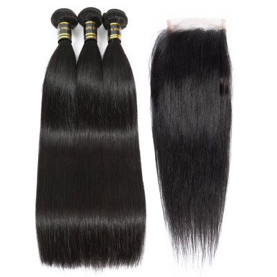 

Amazing Star Straight Hair with Closure Brazilian Virgin Hair Bundles with Closure Human Hair with Closure Free Part