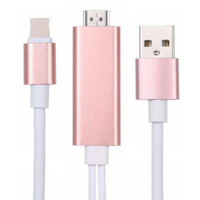 

M USB to HDMI HDTV AV Cable Adapter for i-Phone 77Plus6S6Plus5S5 Charging Adapter Cable Rose Gold
