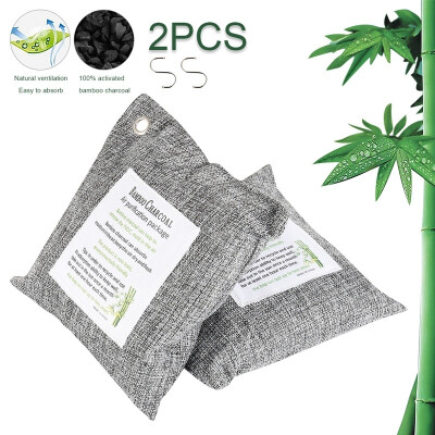 

2pcs Bamboo Charcoal Air Purifier for Closet Car Gym Bag Shoe Odor Eliminators with 2pcs Hook