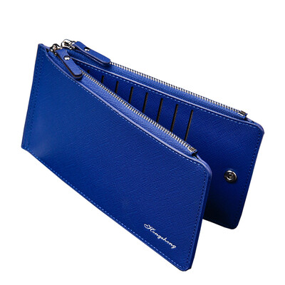 

Large Capacity PU Leather Man Teenager Double Zipper Credit Card Cash Coin Pocket Wallet