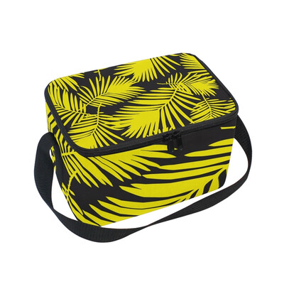 

ALAZA Yellow Leaves Of Palm Trees Lunch Box Insulated Lunch Bag Large Cooler Tote Bagfor Kids Men Women