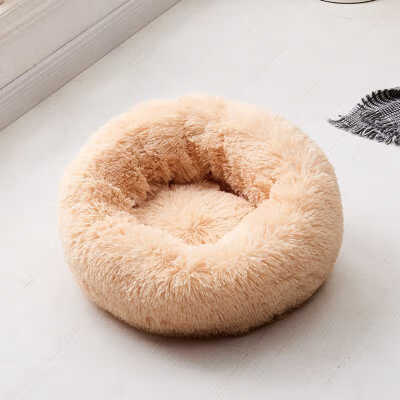 

Round Plush Cat Bed Pet House Soft Fluffy Long Plush Cat Mat Round Dog Bed For Small Dogs Cats Nest Winter Warm Sleeping Bed Mat