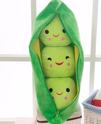 

Lovely Pods Pea Shape Cushion Stuffed Plant Doll 2540CM Creative Soft 3 Beans with Cloth Case Plush Home Decoration Toy Gift