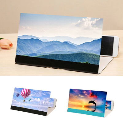 

12inch 3D Creative Phone Video HD Screen Folding Bracket Desktop Office Leather Case Mobile Phone Screen Amplifier