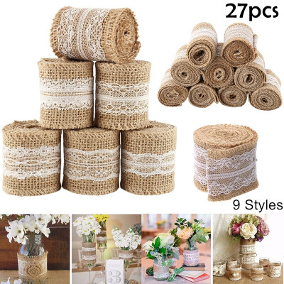 

391827PCS 5cmx100cm Party DIY Trim Edge White Lace Jute Burlap Hessian Lace Ribbon Wedding Christmas Decoration