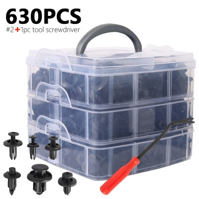 

630Pcs Plastic Car Body Push Pin Rivets Car Bumper Repair Kits Fastener Clips Expansion Clips Screwdriver