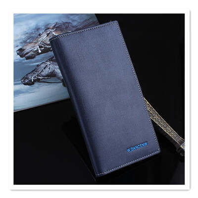 

Wallet mens long leather genuine clutch bag bills clip youth solid color buckle leather small wallet