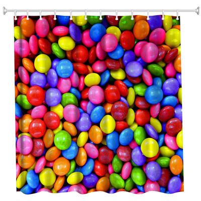 

Rainbow Bean Polyester Shower Curtain Bathroom Curtain High Definition 3D Printing Water-Proof