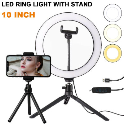 

10 LED Lamp Ring Light Dimmable Lighting Kit Selfie Tripod Makeup Youtube Live