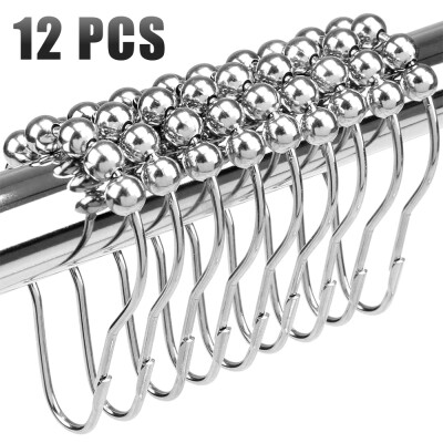 

Willstar 12 Pieces Stainless Steel Practical Bath Roller Ball Shower Curtain Hooks Glide Rings Convenient Home Accessories