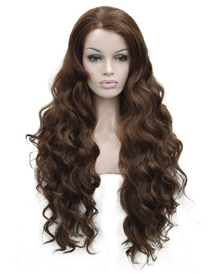 

StrongBeauty Lace Front Wavy Brown Highlighted Full Synthetic Wig Womens Lace Wigs