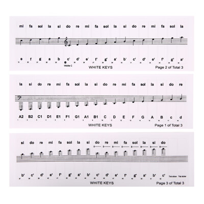 

Piano Key Stickers Full Set Letter Piano White&Black Keys Transparent Keyboard Stickers
