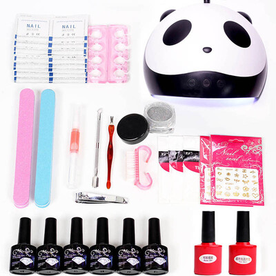 

NAIL ART BASE TOOL UV Lamp & 6 Color soak off Gel nail base gel top coat gel glitter nail polish kit Manicure gel varnish set