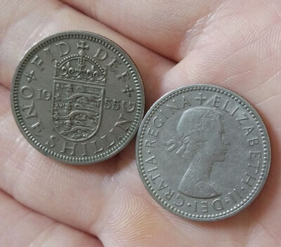 

24mm English Shield Queen Elizabeth II One 1 Shillling COIN UK The United Kingdom England