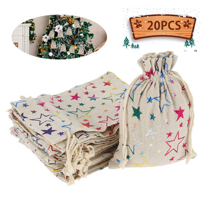 

Willstar Color Star Print Linen Burlap Bag Mini lightweight Gift Bags Breathable Jewelry Pouches with Drawstring Packing Storage