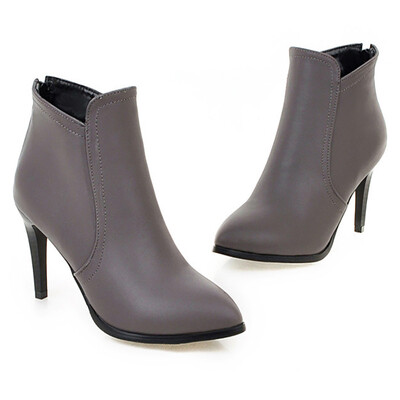 

IDIFU Womens Trendy Plain Round Toe Platform Short Boots Side Zipper Block High Heel Ankle Booties