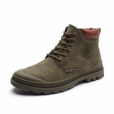 

Mens Shoes Breathable Martin Boots Fashion work shoes Leather Winter Boots Men High-cut Shoe Black Yellow Khaki Size 39-44
