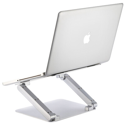 

Small E lifting aluminum alloy laptop bracket Blu-ray fan 4USB port HUB standing office protection cervical vertebra desktop radiator for apple millet&other AF25-N silver