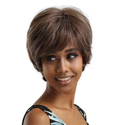 

ELEMENT 6 Inch Short Straight Synthetic Hair Wig with Side Fringe Heat Resistant Full Capless Wigs for Black Women Free Shipping
